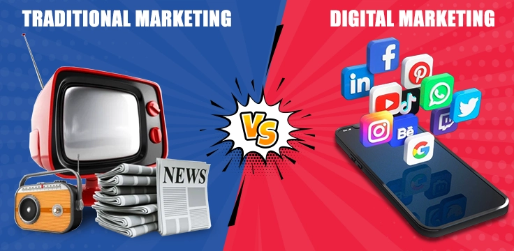 Compare traditional marketing like TV, radio, and print with digital platforms for better reach.