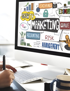 A marketing strategist formulates plans and a growth graph on his laptop, which businesses receive.